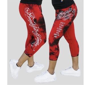 Beautiful disaster red black crop leggings S